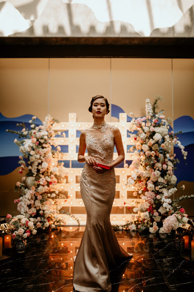 Modern Cheongsam Qipao Dress For Your Chinese Wedding Inspiration, Pink Chinese Mermaid Dress