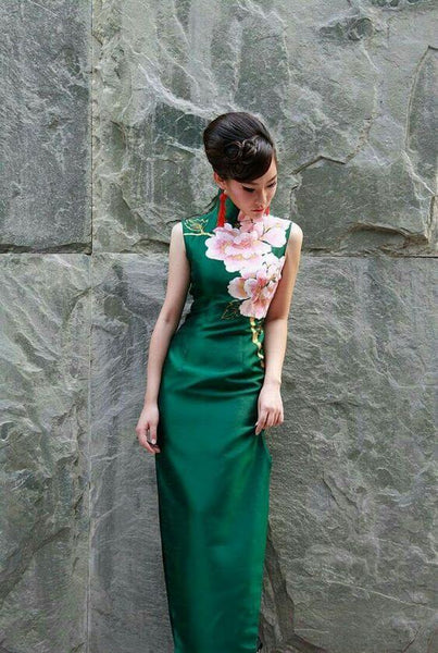 Green Chinese Dress, Green Cheongsam Wedding Dresses, East Meets Dress 