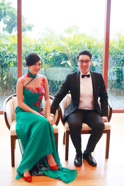 Green Chinese Dress, Green Cheongsam Wedding Dresses, East Meets Dress 