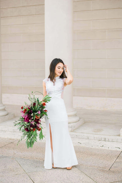 White Chinese Dress, White Cheongsam Wedding Dresses, East Meets Dress 