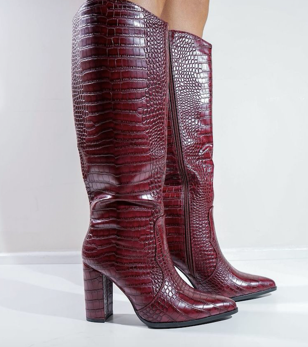 maroon croc boots