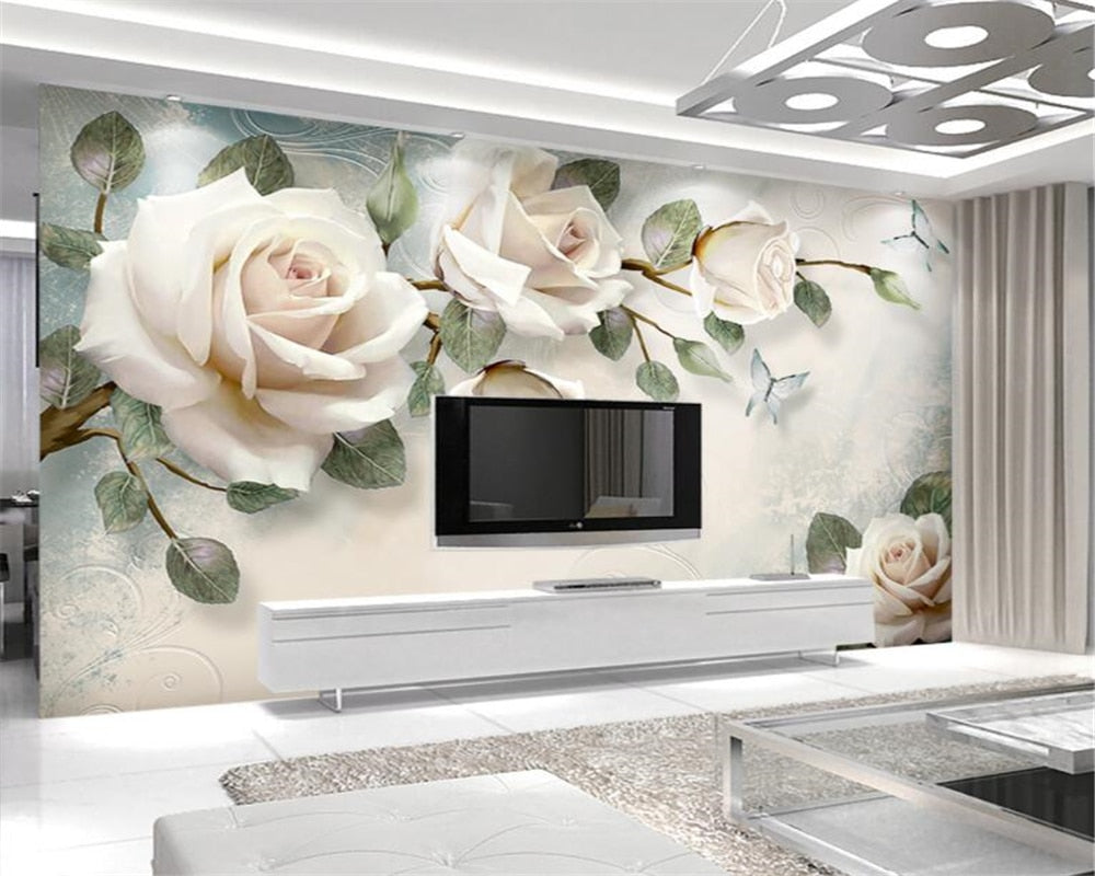 Beibehang Custom Wallpaper Mural Modern Hand Painted Flowers European Style Tv Backgrounds Wall Living Room Bedroom 3d Wallpaper