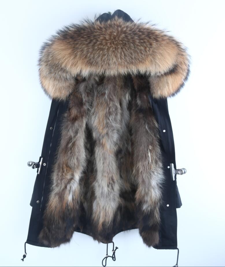 raccoon fur hooded coat