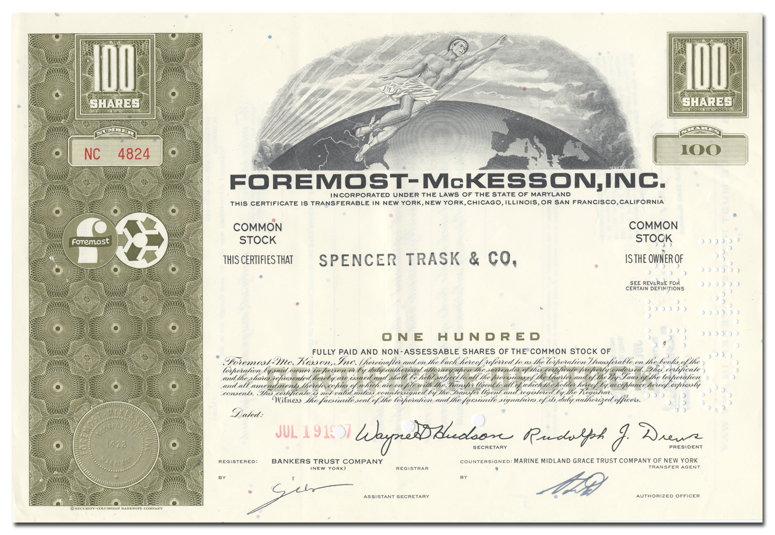 Foremost-McKesson Stock Certificate 