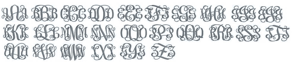 Interlaced embroidery font