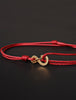 Infinity Bracelet - Red cord men's bracelet with gold clasp