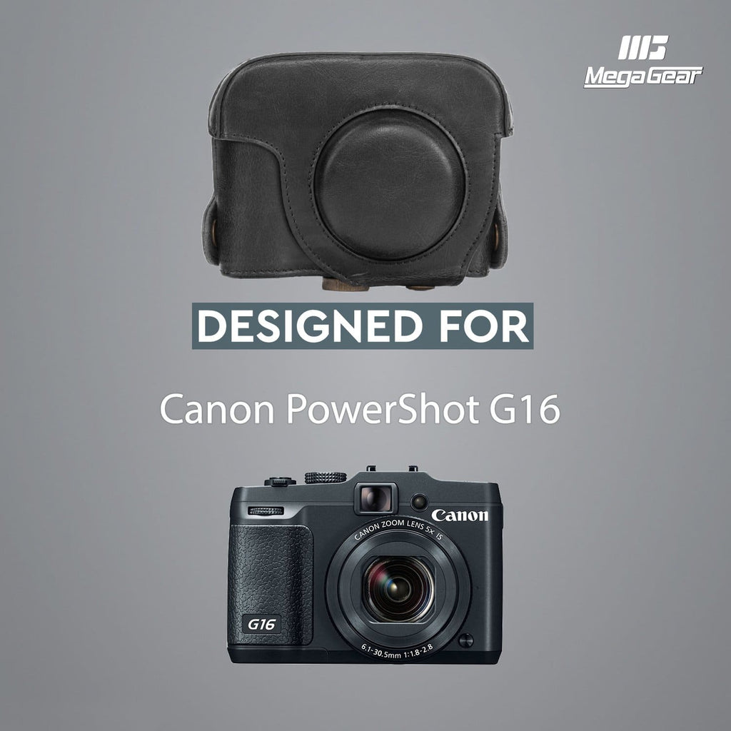 achterstalligheid scherp Wonder MegaGear Canon PowerShot G16 with Zoom Lens Ever Ready Leather Camera –  MegaGear Store