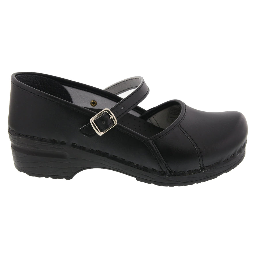 MARCELLA Mary Jane Black Leather Clogs