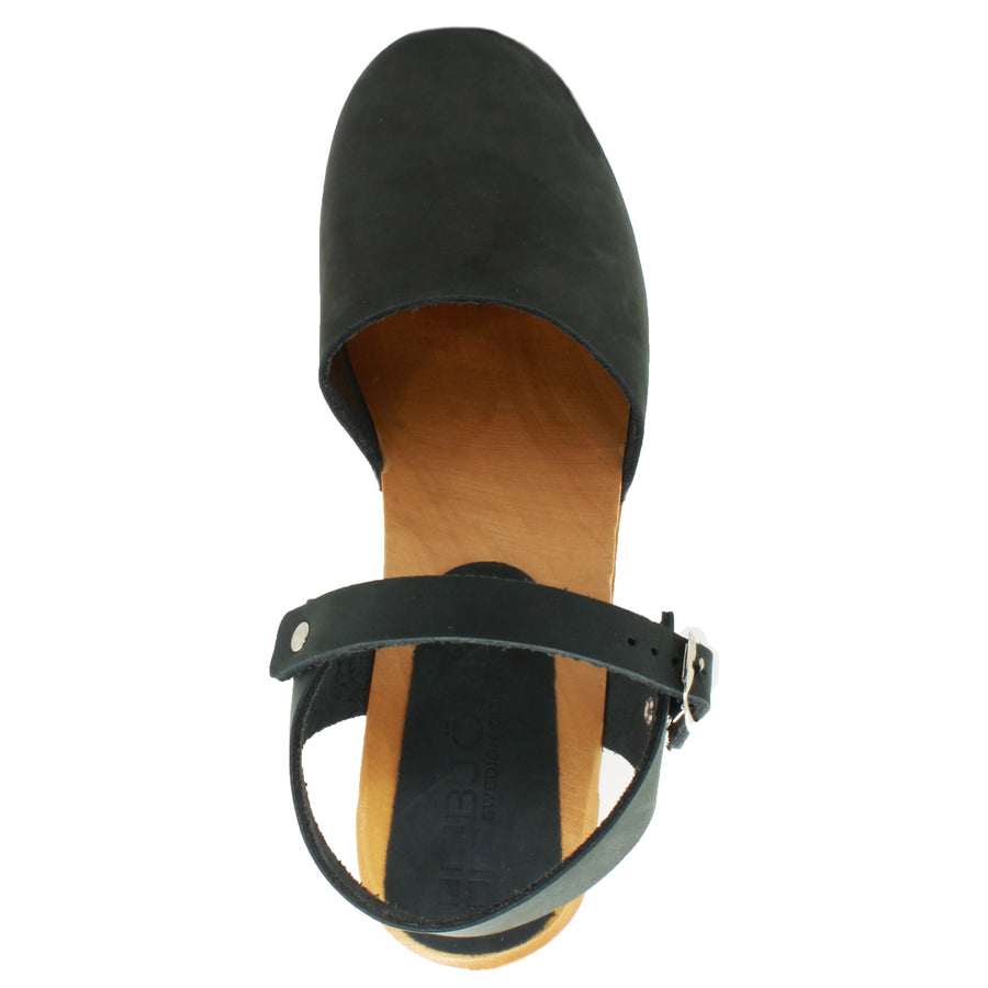 MARGARETA Swedish Wood Clog Sandals in Oiled Leather