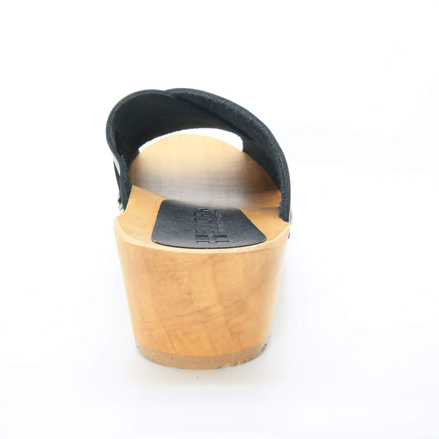 BJORK EEVI Criss-Cross Wood Clog Leather Sandals