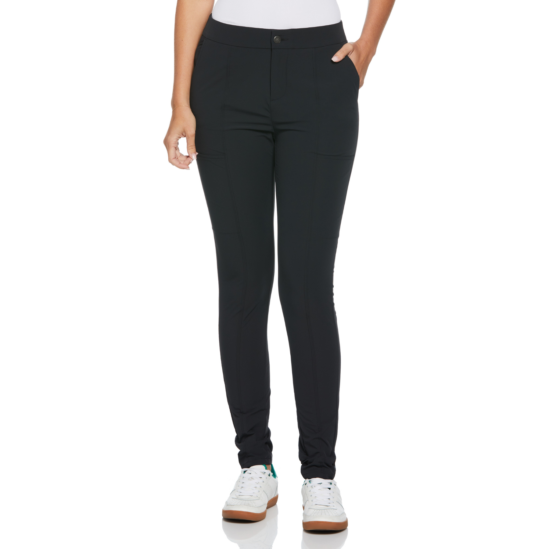 Womens Dobby Back Slim Fit Golf Trousers In Caviar