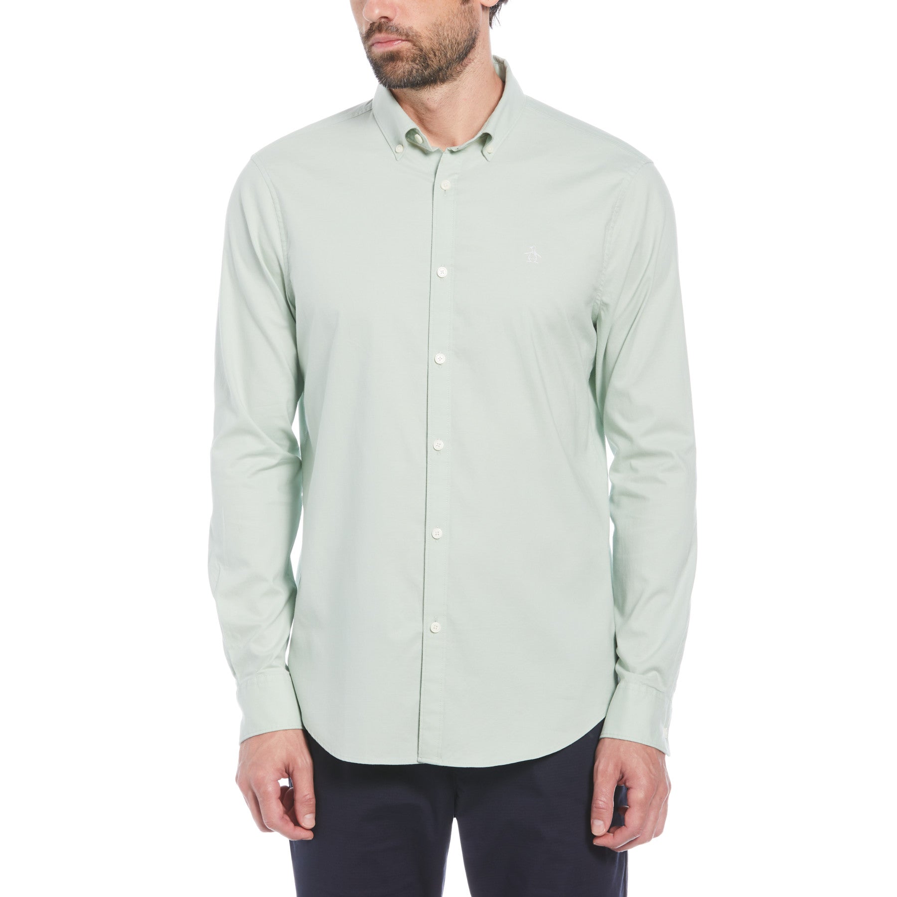 Ecovero Oxford Stretch Long Sleeve Shirt In Silt Green