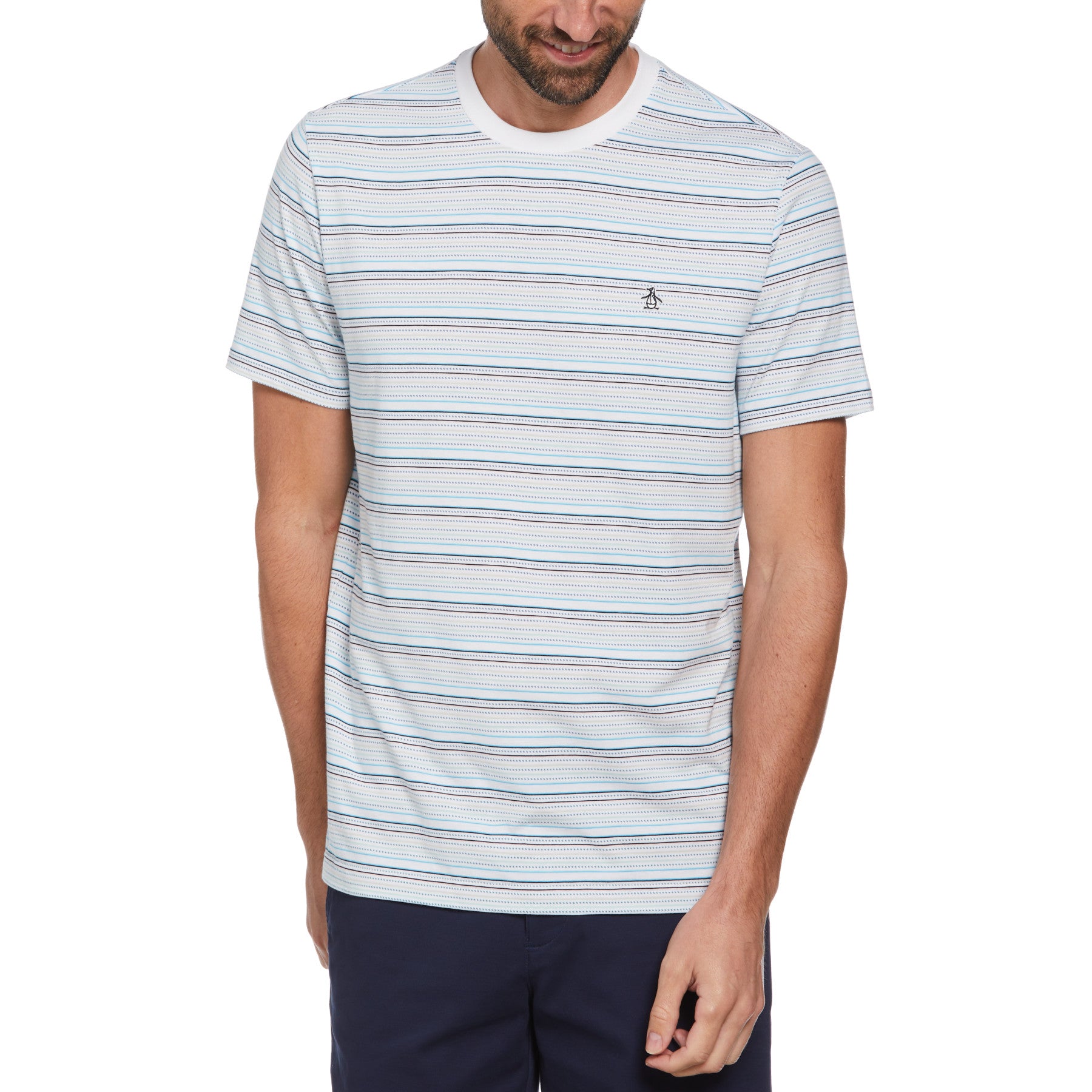 Coolmax(r) Blend Stripe T-Shirt In Bright White