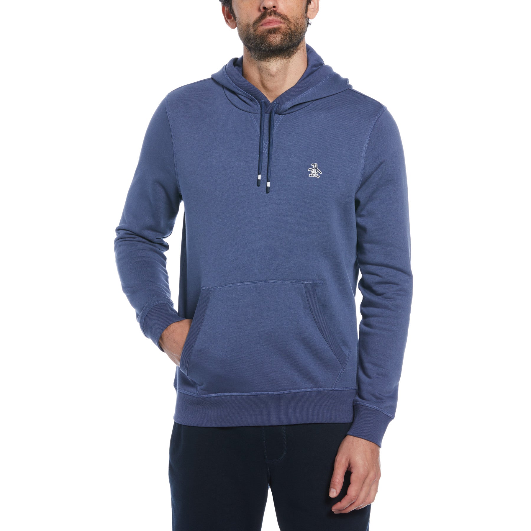 Sticker Pete Pullover Fleece Hoodie In Blue Indigo