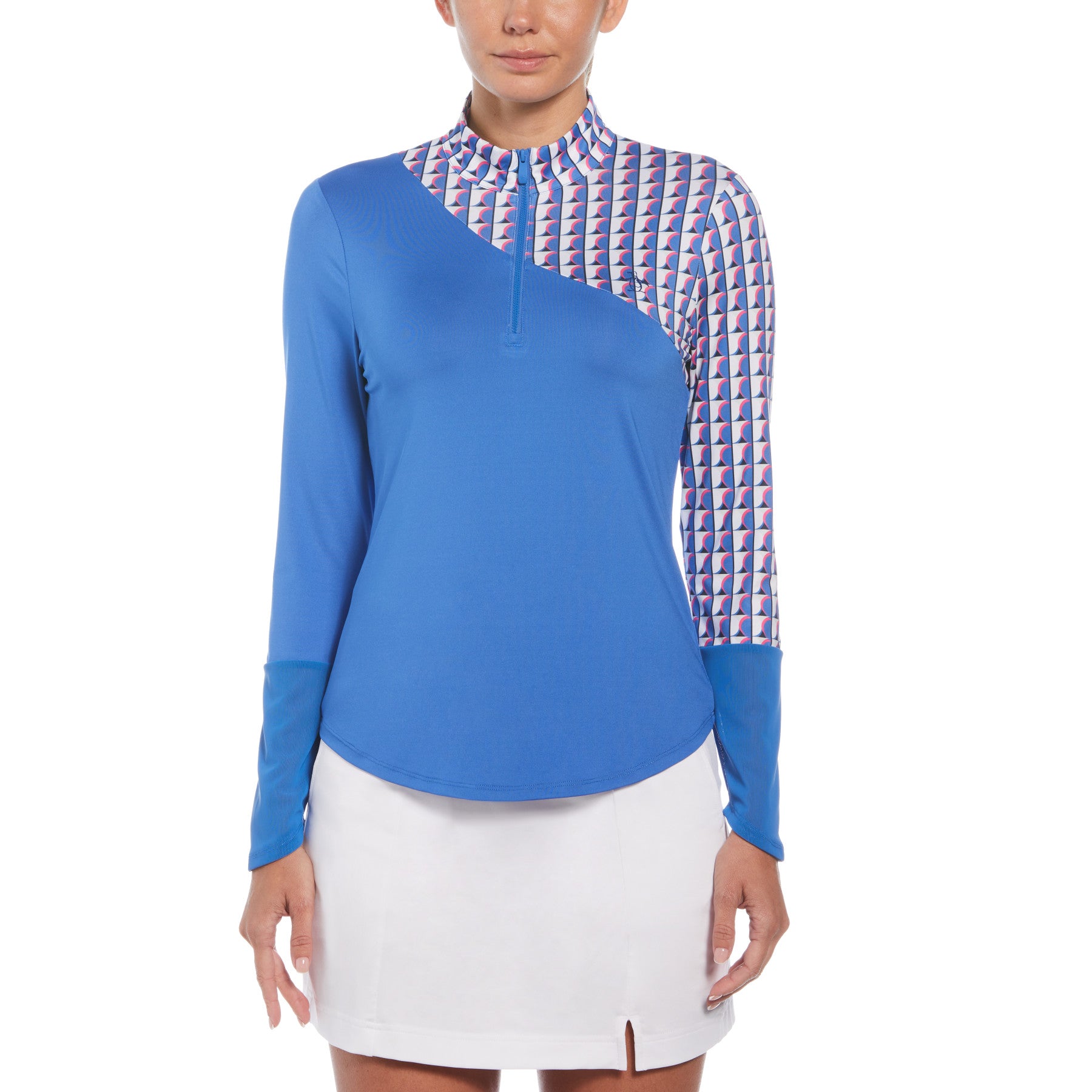 Women’s Geo Block Sun Protection Long Sleeve Tennis Shirt In Nebulas Blue