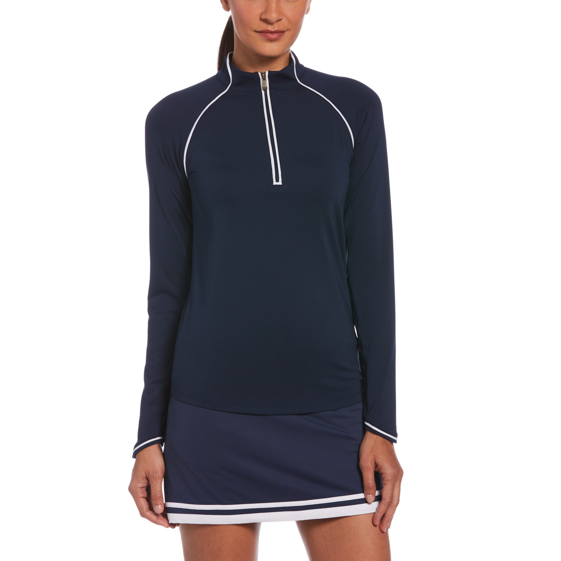 Women’s Solid Long Sleeve Tennis Shirt With Sun Protection In Black Iris