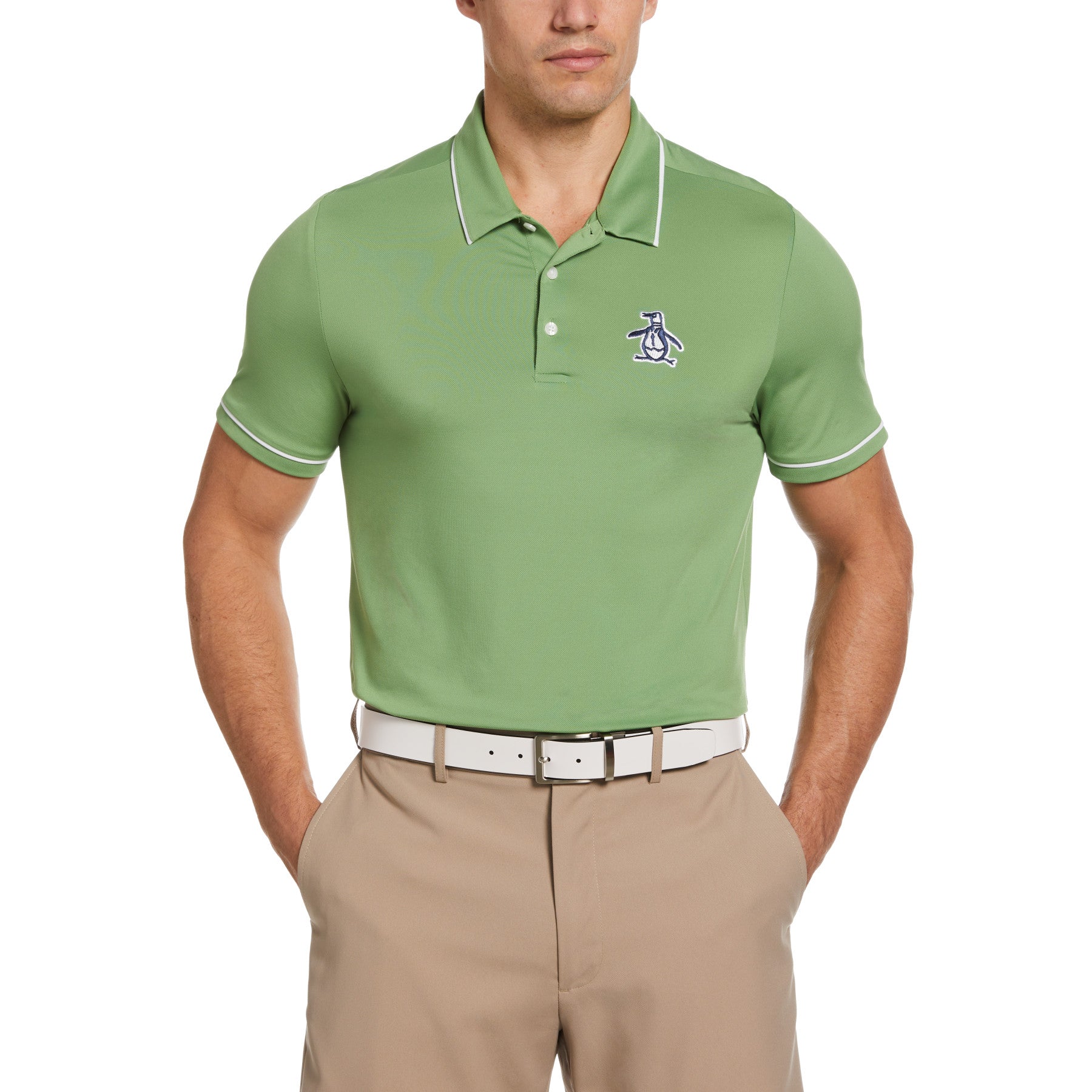 Pete Tipped Golf Polo Shirt In Jade Green