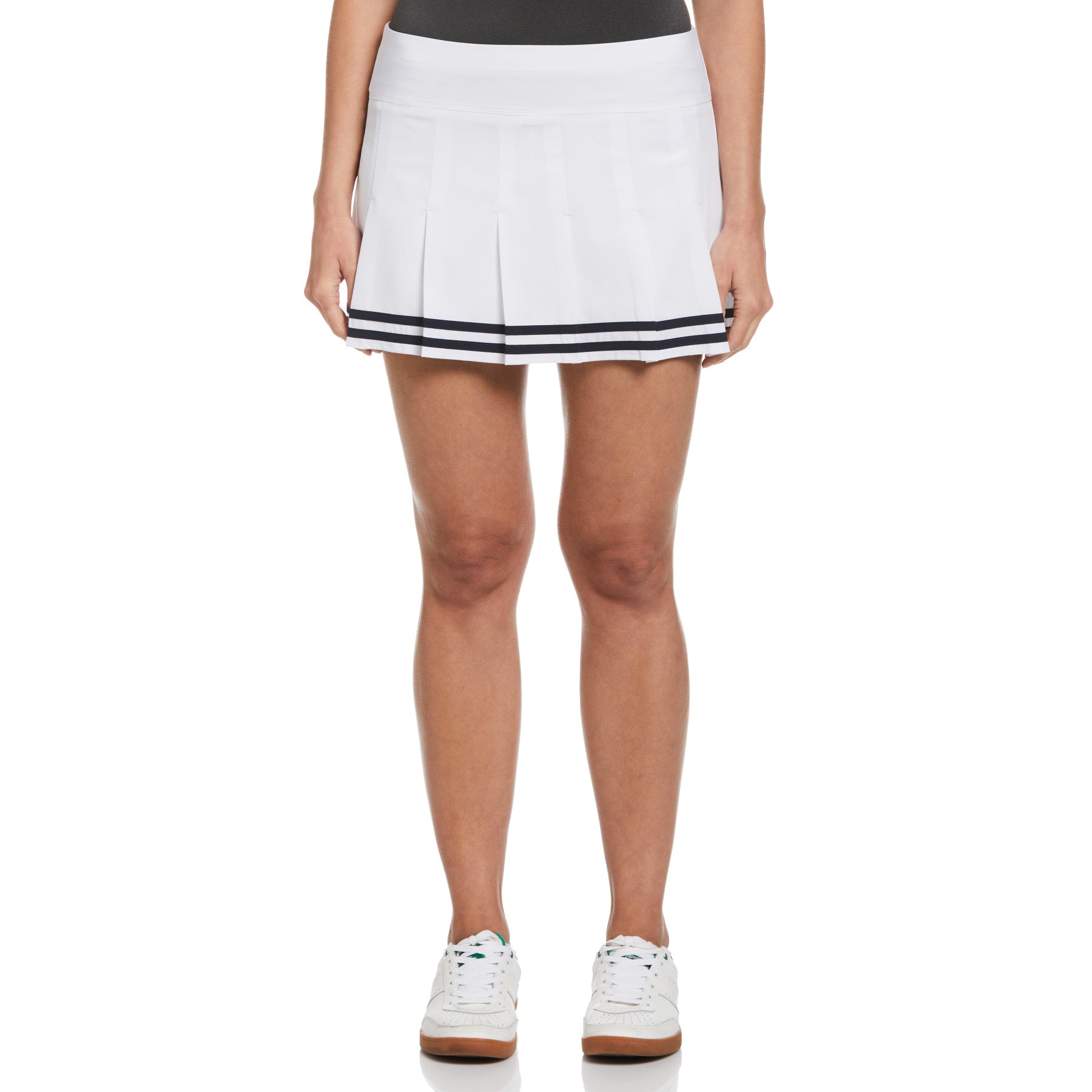 Womens 13" Contrast Hem Pleated Tennis Skort In Bright White