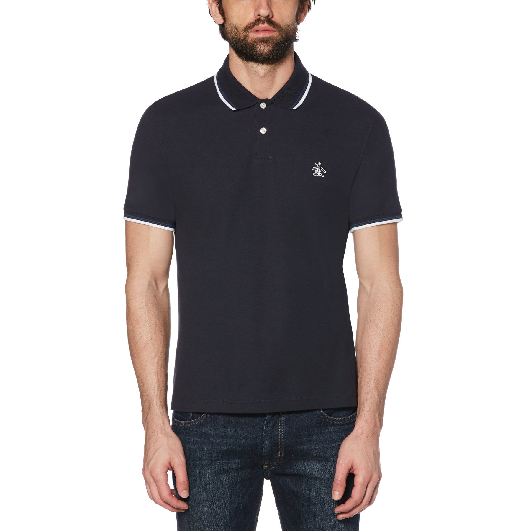 Sticker Pete Organic Cotton Polo Shirt In Dark Sapphire