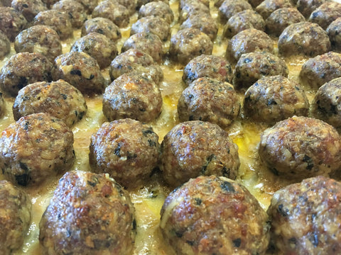 Meatballs in tray