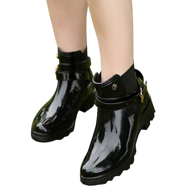 platform rubber boots