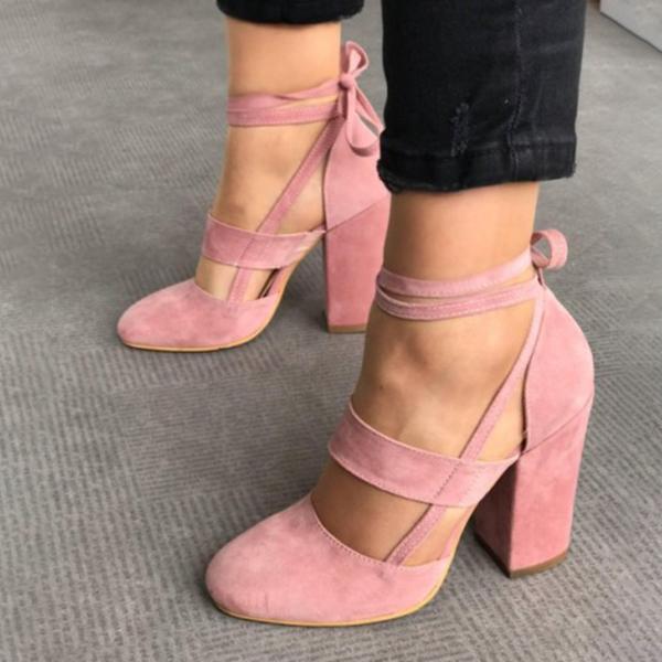 faux suede lace up heels