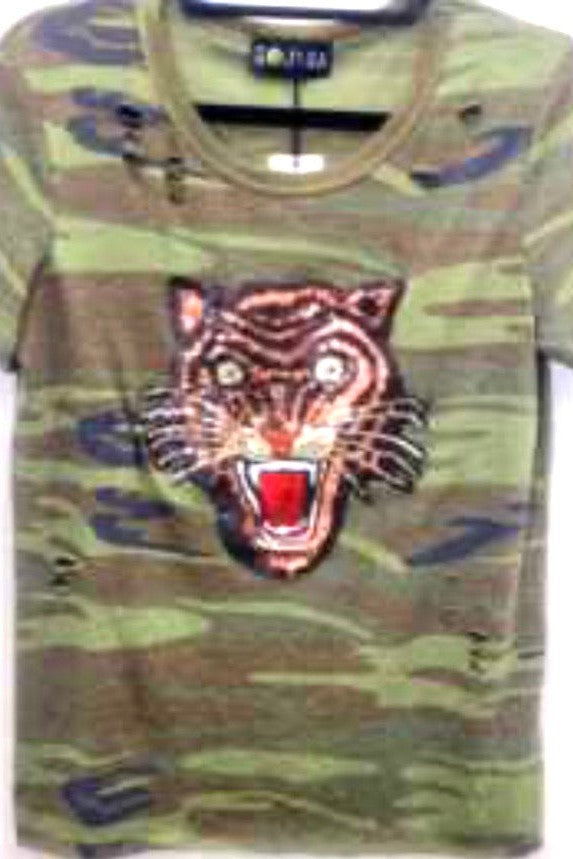 sequin tiger t shirt