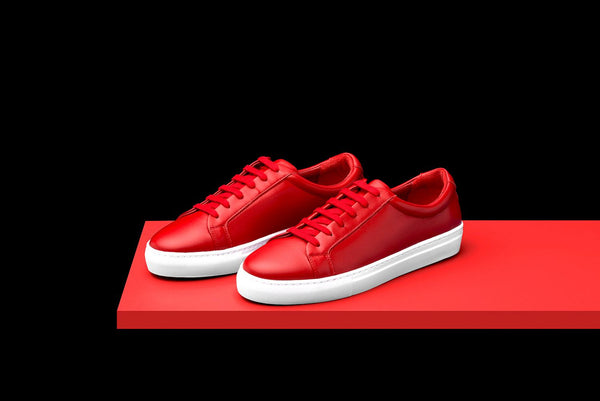 Mens Red Leather Sneakers – Bold Society