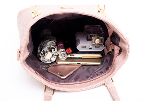 detalhe da bolsa feminino luxo kit com 5 peças mania look store