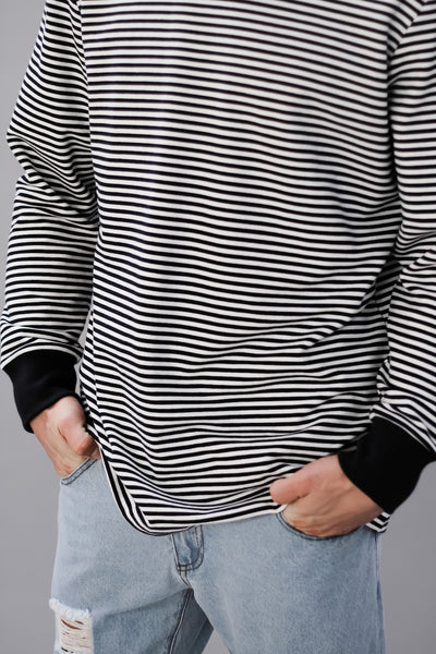 Stripped crew neck french terry