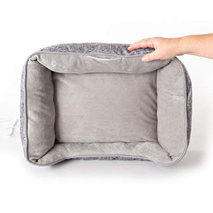 Mother's Heartbeat Heated Dog Bed with Bone Pillow Puppy Toy Gray 11 X 13 Inches