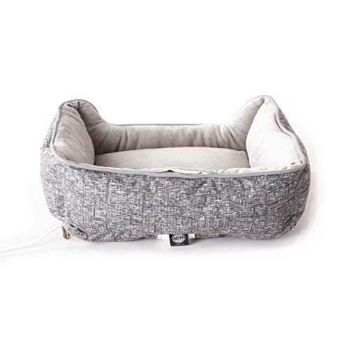 Mother's Heartbeat Heated Dog Bed with Bone Pillow Puppy Toy Gray 11 X 13 Inches