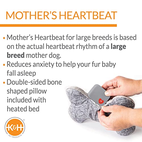 Mother's Heartbeat Heated Dog Bed with Bone Pillow Puppy Toy Gray 11 X 13 Inches