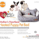 Mother's Heartbeat Heated Dog Bed with Bone Pillow Puppy Toy Gray 11 X 13 Inches