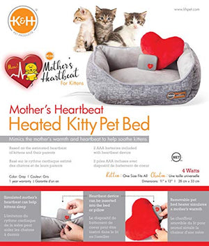 Mother's Heartbeat Heated Dog Bed with Bone Pillow Puppy Toy Gray 11 X 13 Inches