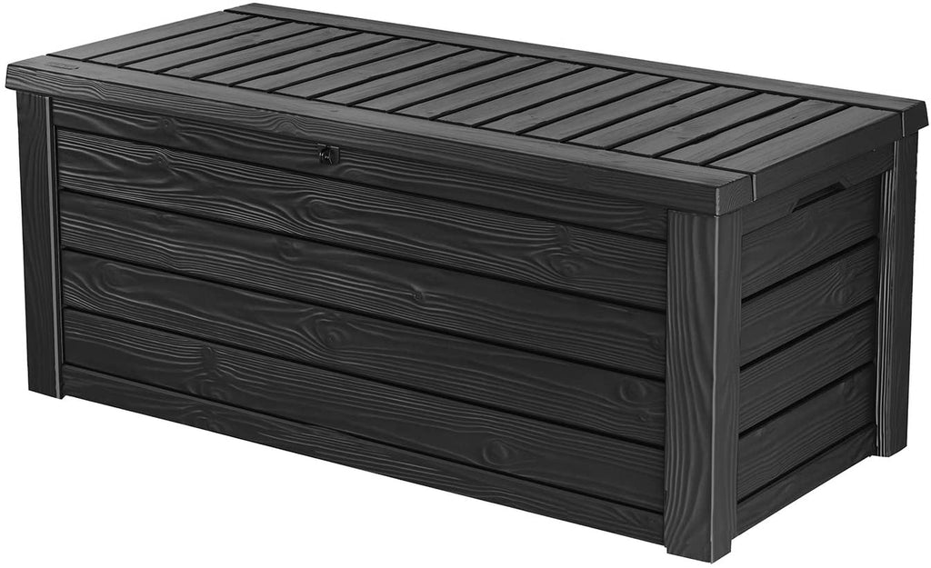 150 Gallon Resin Large Deck Box-Organization and Storage for Patio Furniture, Outdoor Cushions, Garden Tools and Pool Toys, Dark Grey