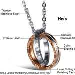 Feraco His Hers Matching Set Necklace For Couples Titanium Stainless Steel Promise Love Pendant Necklaces Gifts for Anniversary