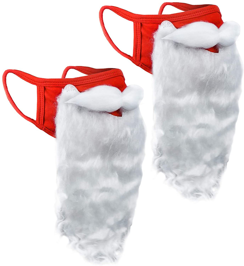 (2 Pack) Encased Face Mask Funny Bearded Holiday Santa Costume for Adults for Christmas 2021 (One size fits all)