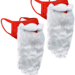 (2 Pack) Encased Face Mask Funny Bearded Holiday Santa Costume for Adults for Christmas 2021 (One size fits all)