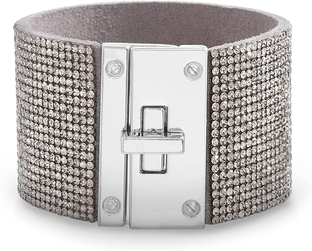 Steve Madden Rhinestone Lock Design Wrap Bracelet For Women