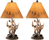 Signature Design by Ashley Derek Rustic Table Lamp with Antler, Pinecone and Rock Accents, 2 Count, Brown