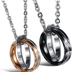 Feraco His Hers Matching Set Necklace For Couples Titanium Stainless Steel Promise Love Pendant Necklaces Gifts for Anniversary