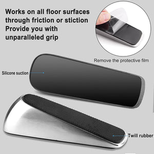(2 Pack) Heavy Duty Door Stop Wedge, Quality Zinc Alloy and Rubber Made, Suits Any Door, Any Floor