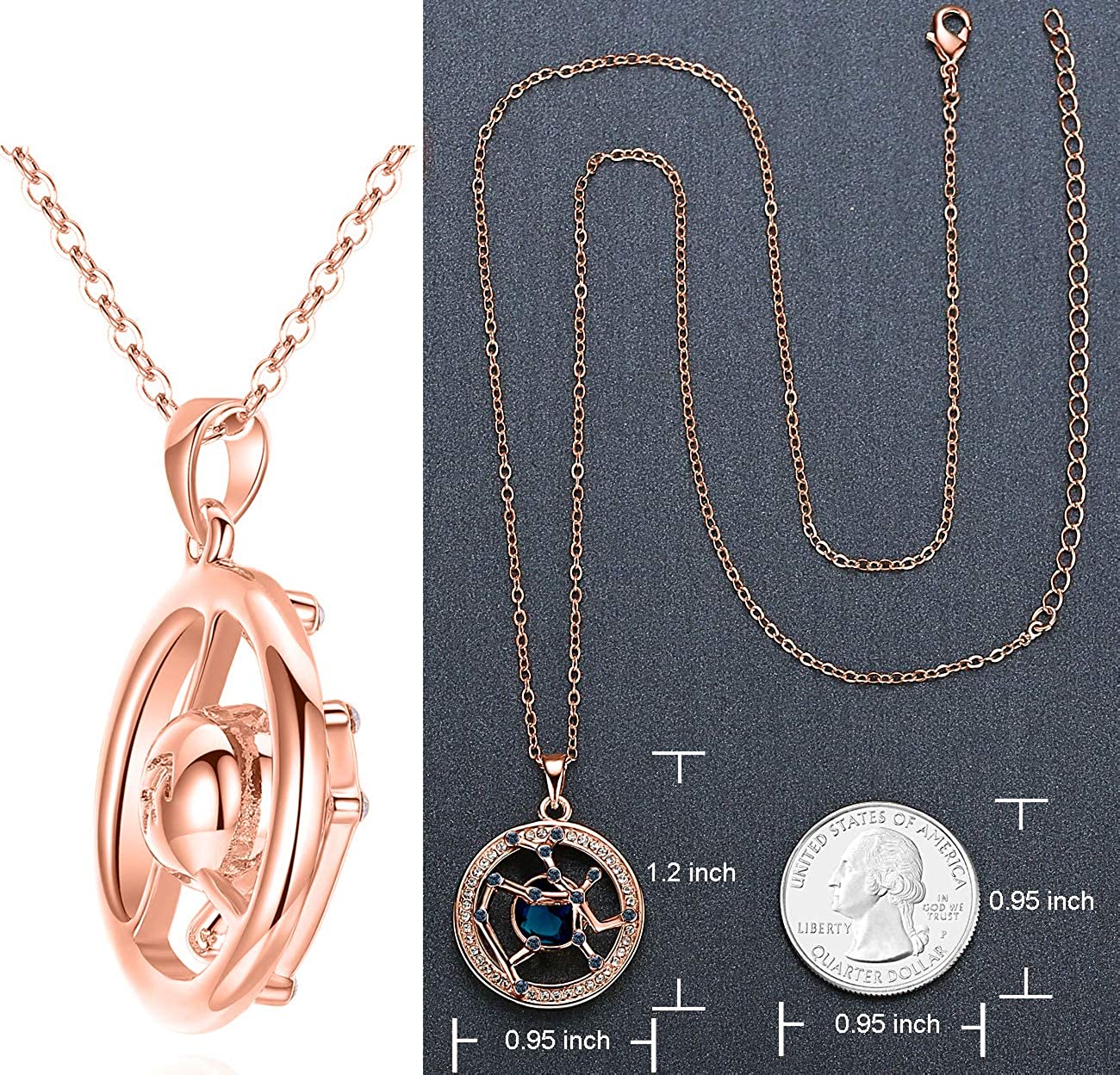 "Superstar Zodiac Constellation Pendant Necklace Made with Premium Crystal Horoscope Jewelry, Gold or Rose Gold Plated, 18"+ 2"
