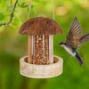 winemana Hanging Bird Feeder, Natural Coconut Bamboo Birdhouse Attract Birds Decorations for Outdoor Garden Yard