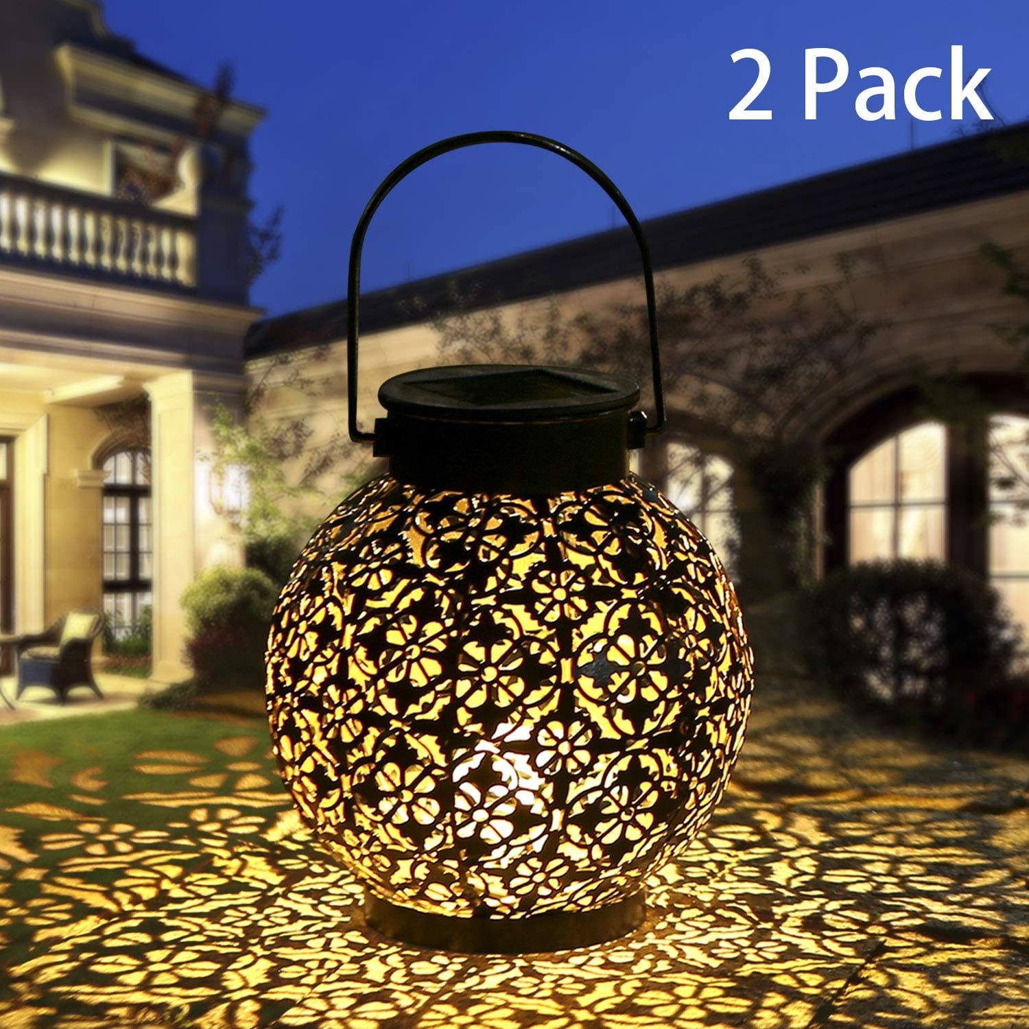 1 Pack Solar Lanterns Outdoor Hanging Solar Lights Decorative Garden Lights Metal Waterproof Table Lamp for Patio Porch Backyard Pathway