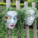 HUNTHAWK Face Planter Pot Head Planter for Wall Decor Resin Wall Mounted Planter Face Pot Face F...