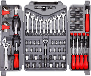 Cartman 123Piece Tool Set Ratchet Wrench with Sockets Kit Set in Storage Case