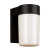 1-Light Black Outdoor Wall Lantern Sconce with Opal Glass Garage Porch Home Lighting