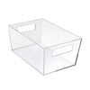 Clear Plastic Organizer Storage Tote Bin with Handle, Size XL 13 W x 9.5 D x 6.5 H, 4-Pack